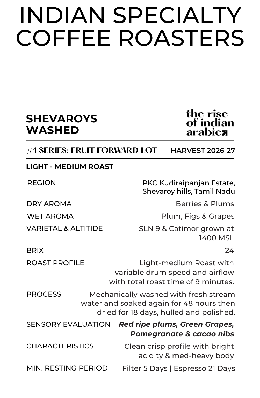 Greysoul Coffee Roasters package with coffee flavor description on a white background Tamil Nadu Yercaud coffee