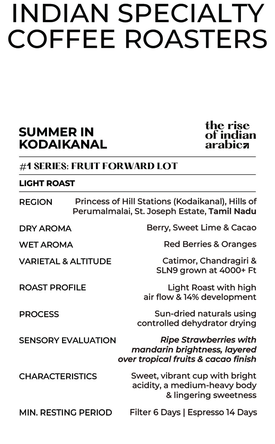 Summer in Kodaikanal (Light Roast)